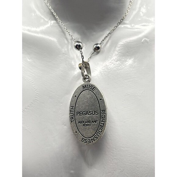Alex And Ani Silver-Tone Pegasus Pendant Adjustable Bead Chain Slider Necklace - Picture 4 of 8